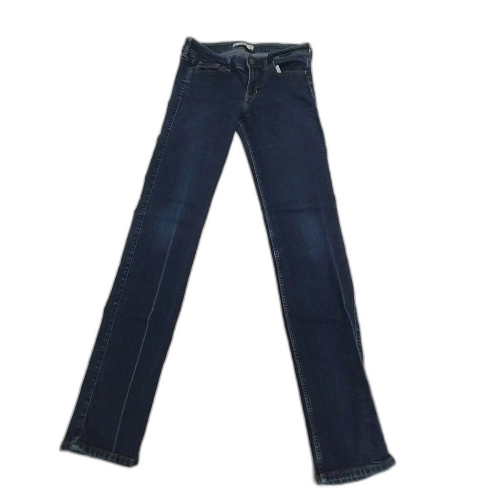 Hollister Jeans Women Size 7 Long Skinny Dark Blue 28x34 #E26